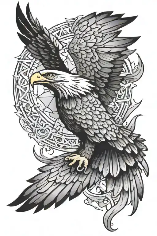Eagle flying tattoo design idea