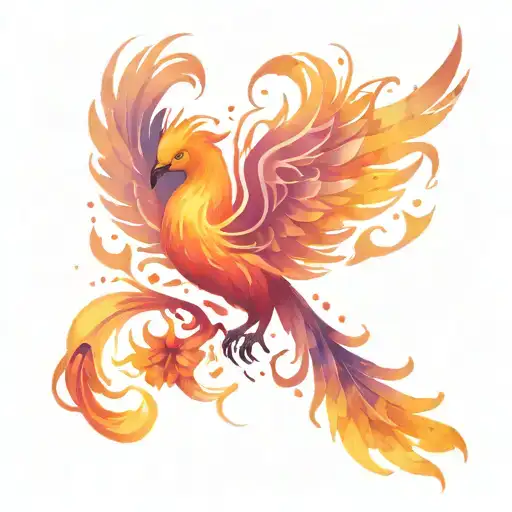 Phoenix rising from the ashes symbolizing overcoming tattoo design idea