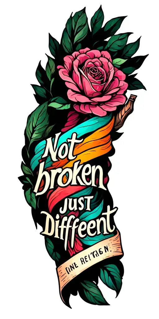 "Not broken just different" neurodiversity tattoo design idea