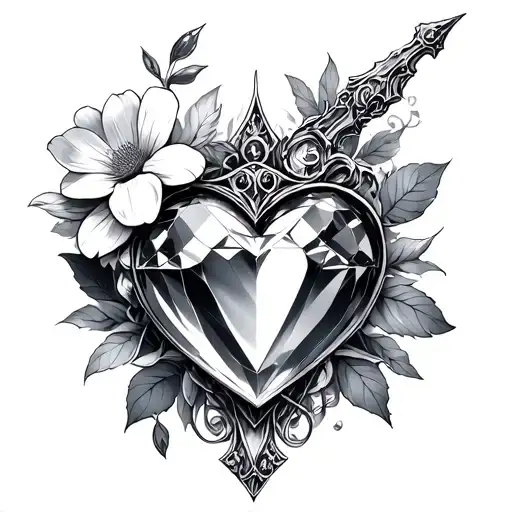 madoka magia soul gem and mew ichigo heart weapon and yuki yunas flower motif behind tattoo design idea