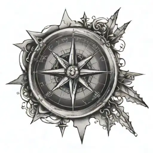 compass with dopamine chemical structure tattoo design idea