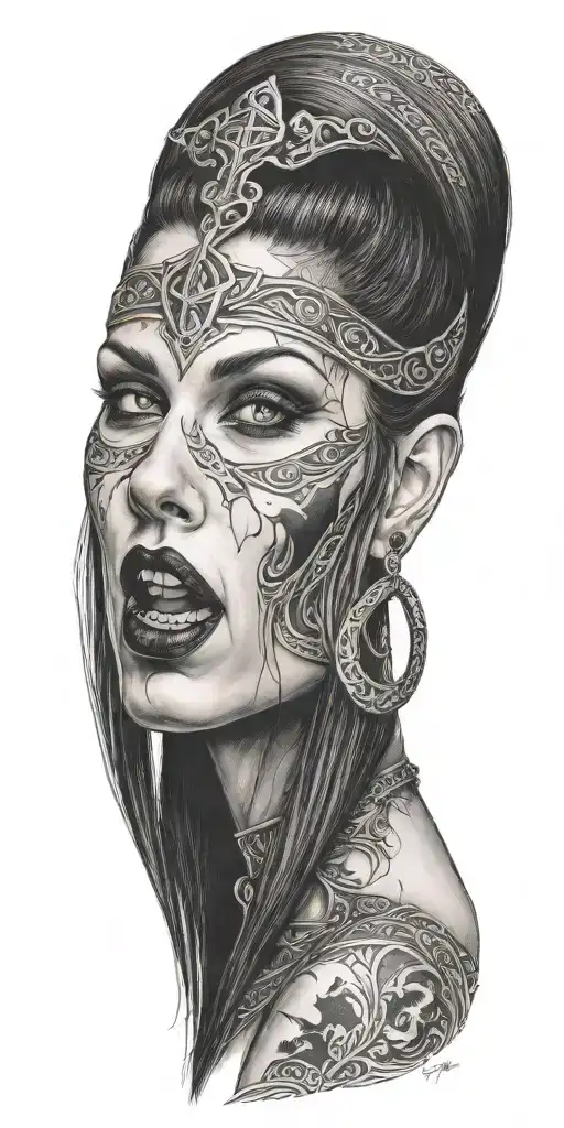 goth vampire women vikings tattoo design idea