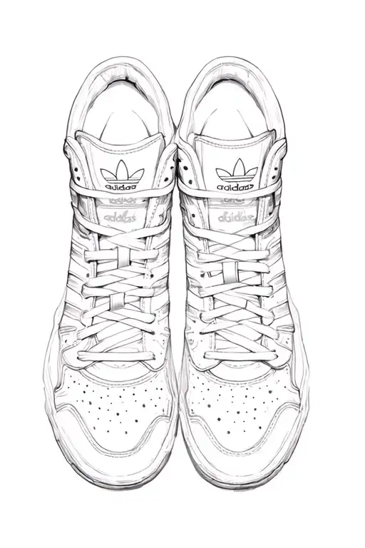 extra used, grey adidas sneakers tattoo design idea