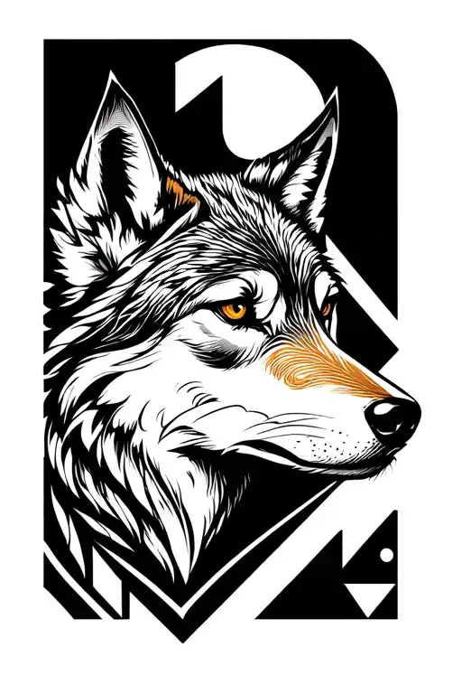wolf and medicine surrounded tattoo design idea