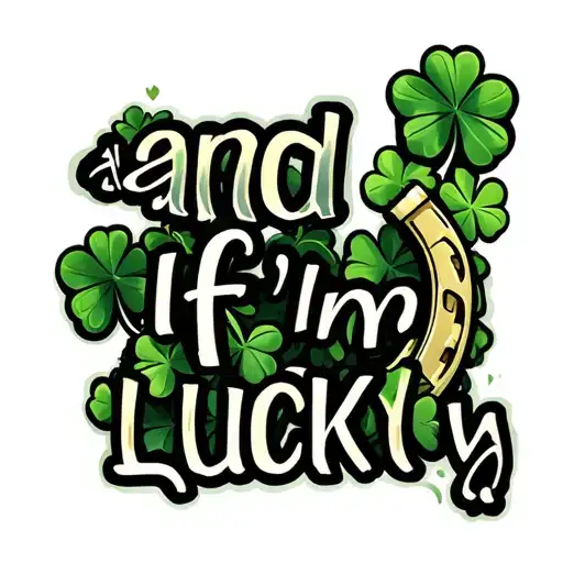 "and If I'm lucky" a 4 leaf clover and a horseshoe tattoo design idea