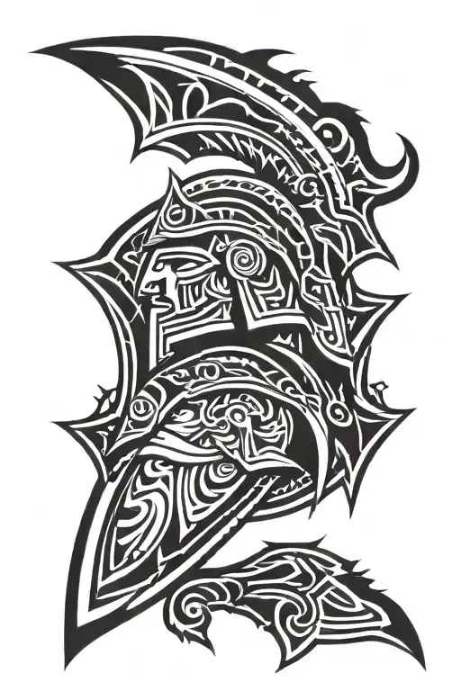 spartan sheild pattern incorporating elements tattoo design idea
