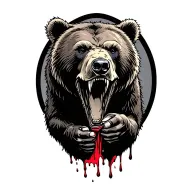 grizzly bear growling, leaking blood holding the engine v2 tattoo design idea