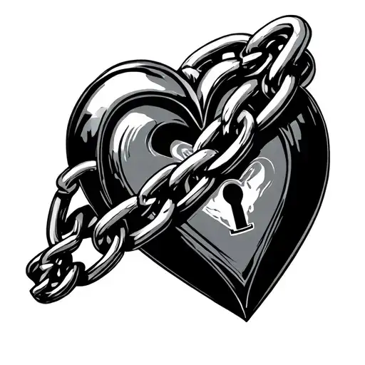 Kurapika chain wrap around heart shaped lock tattoo design idea