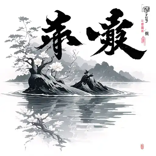 still water runs deep words in chinese tattoo design idea