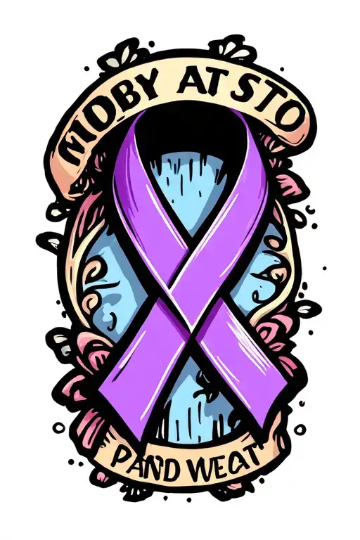 pancreatic cancer ribbon dad memorial tattoo design idea