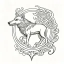 sketch of a tattoo based on the seal of Veles wolf and mermaid tattoo design idea