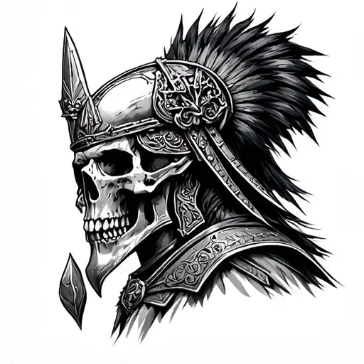 troy trojan warrior skulls graves dug tattoo design idea