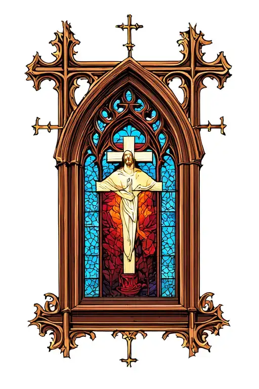 no king but Christ church window tattoo design idea