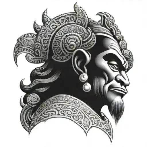 hanuman with Thai patterns guarding downtown Los Angeles tattoo design idea