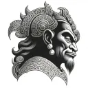 hanuman with Thai patterns guarding downtown Los Angeles tattoo design idea