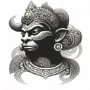 hanuman with Thai patterns guarding downtown Los Angeles tattoo design idea