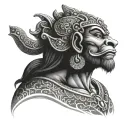 hanuman with Thai patterns guarding downtown Los Angeles tattoo design idea
