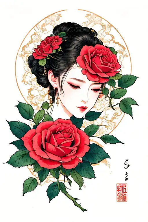 rose wrapped tattoo design idea