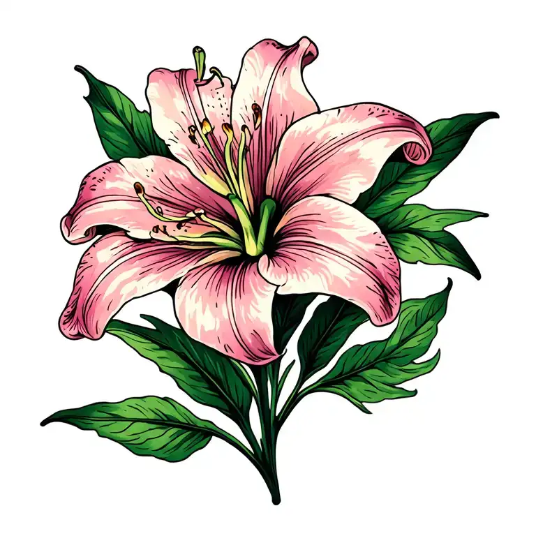 stargazer lilly flower tattoo design idea