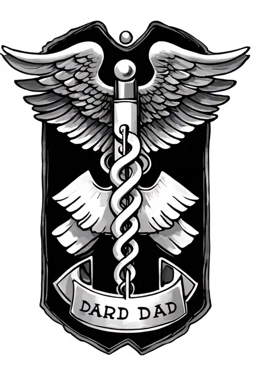 Memorial tattoo for Dad with combat medic badge tattoo design idea