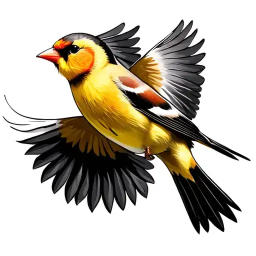 American Goldfinch flying tattoo design idea