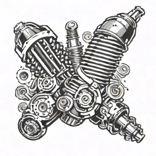 spark plugs piston tattoo design idea