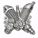 spark plugs piston tattoo design idea