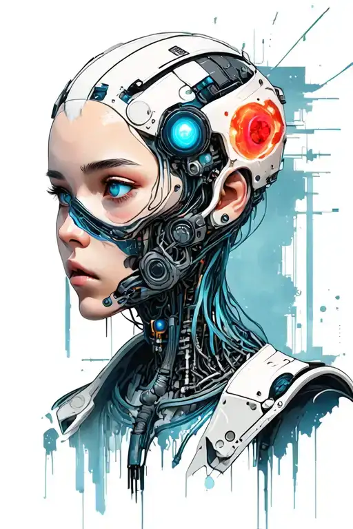 cyberpunk style,biomedical, ghost in the shell tattoo design idea