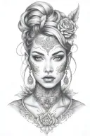 young woman front face tattoo tattoo design idea