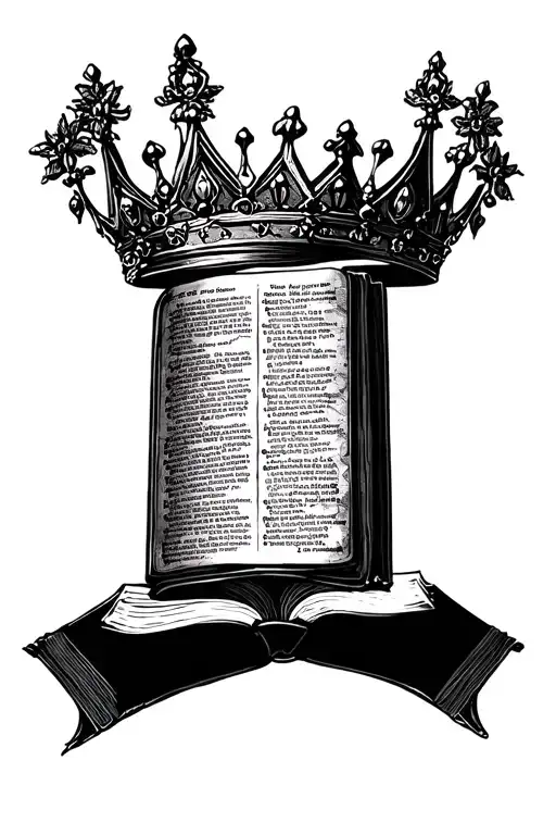 open bible with a crown tattoo design idea