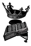 open bible with a crown tattoo design idea
