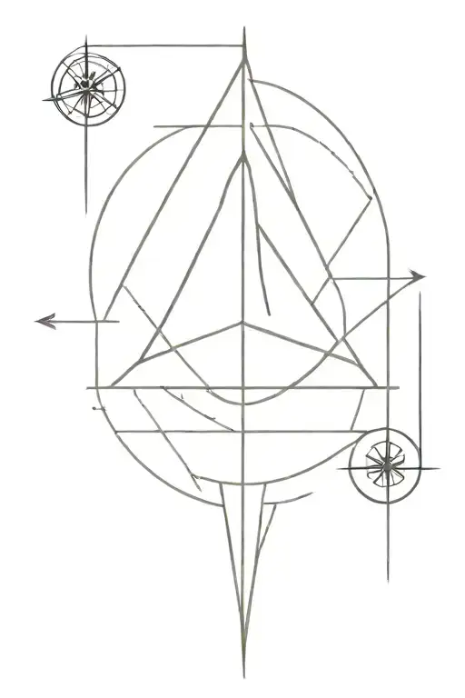trident with compass tattoo design idea