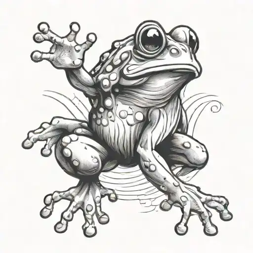 a cute frog with a cute bug riding on it's back tattoo tattoo design idea