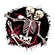 full body skeleton with flesh hanging off tattoo design idea