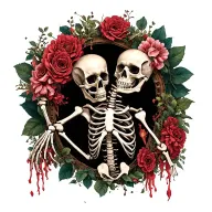 full body skeleton with flesh hanging off tattoo design idea