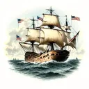 clipper ship navigating tattoo design idea