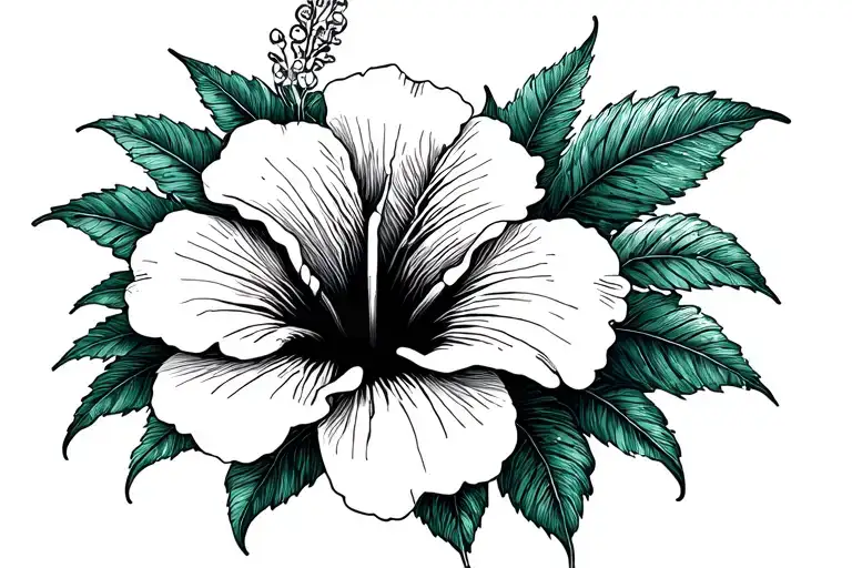 proverbs 30:31 in cursive with hibiscus flower tattoo design idea