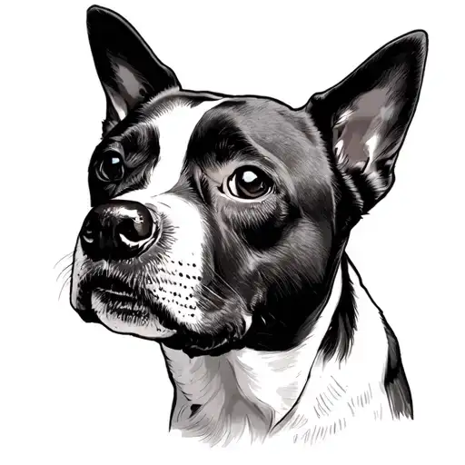 Half Dog Face tattoo design idea