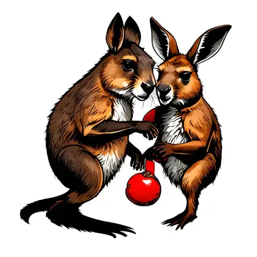 kangaroo and beaver boxing tattoo design idea