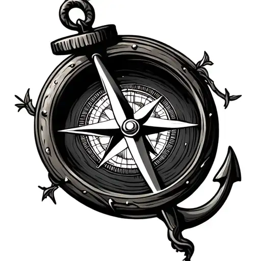 compass and anchor intertwined tattoo design idea