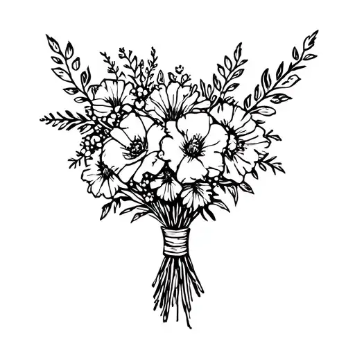 western wedding bouquet tattoo design idea