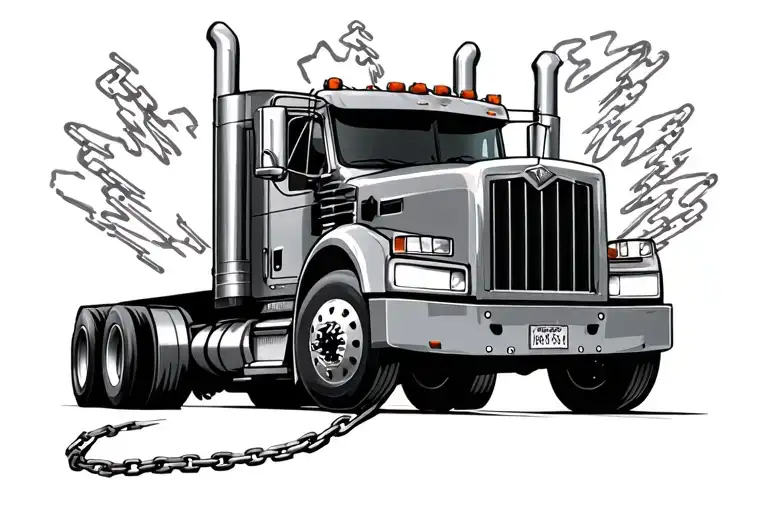truck driver chains tattoo design idea