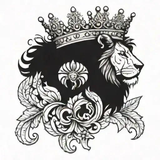 lion wearing a crown tattoo design idea