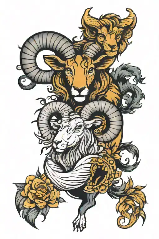 aries pisces leo zodiac sign tattoo design idea