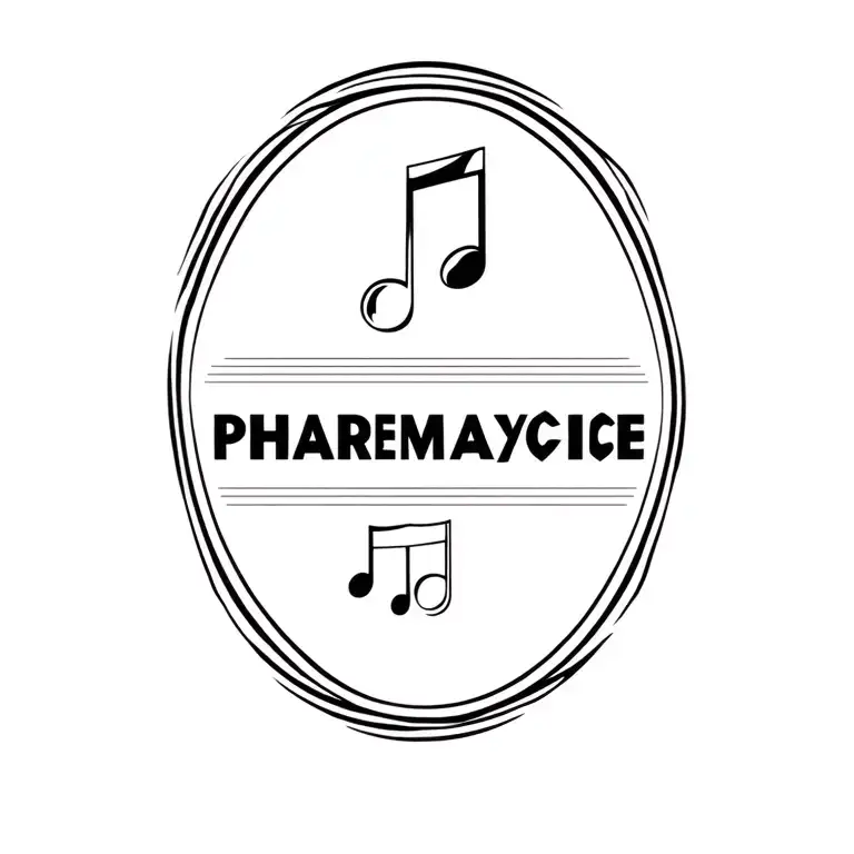 logo pharmacie but with music notes tattoo design idea