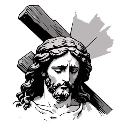 crying jesus cross tattoo design idea