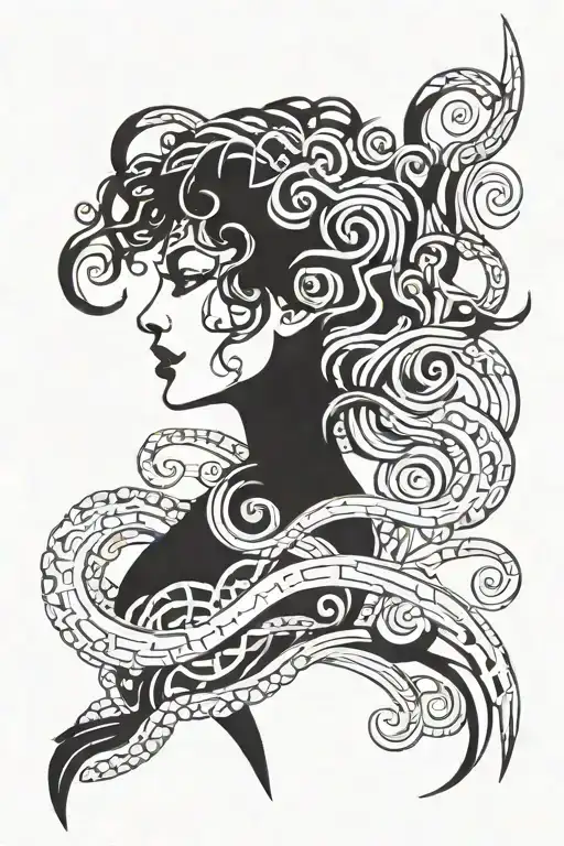 Cybernetic Medusa Semicolon tattoo design idea