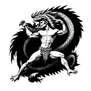 quetzalcoatl fighting Aztec god figure surrounded tattoo design idea