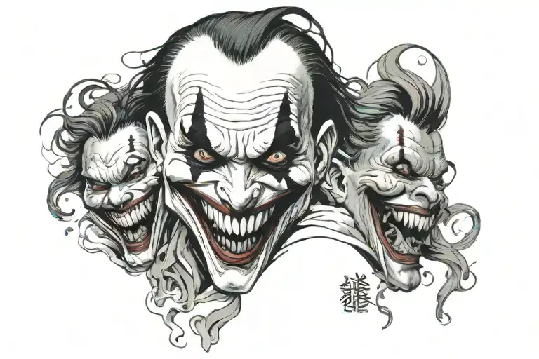 joker heavy smile realistic tattoo design idea