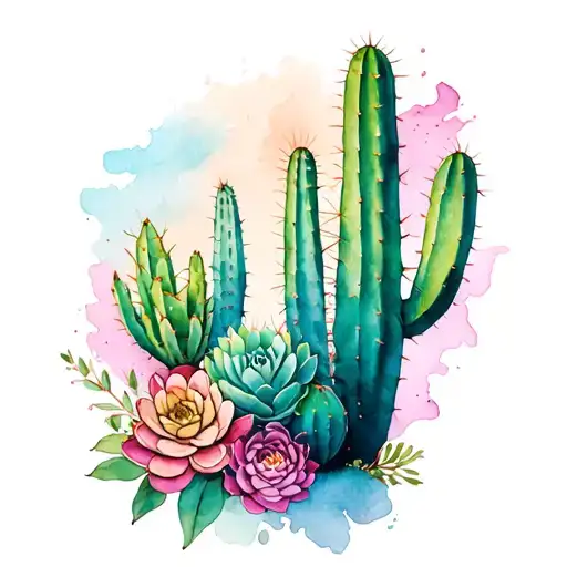 cactus and succulent feminine tattoo tattoo design idea